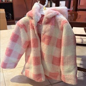 Okie Dokie Pink and White Checkered Puffer Jacket
